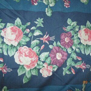 Laura Ashley Floral Stripe Navy Queen Sheet & Top Sheet Full/Twin? Fabric Roses